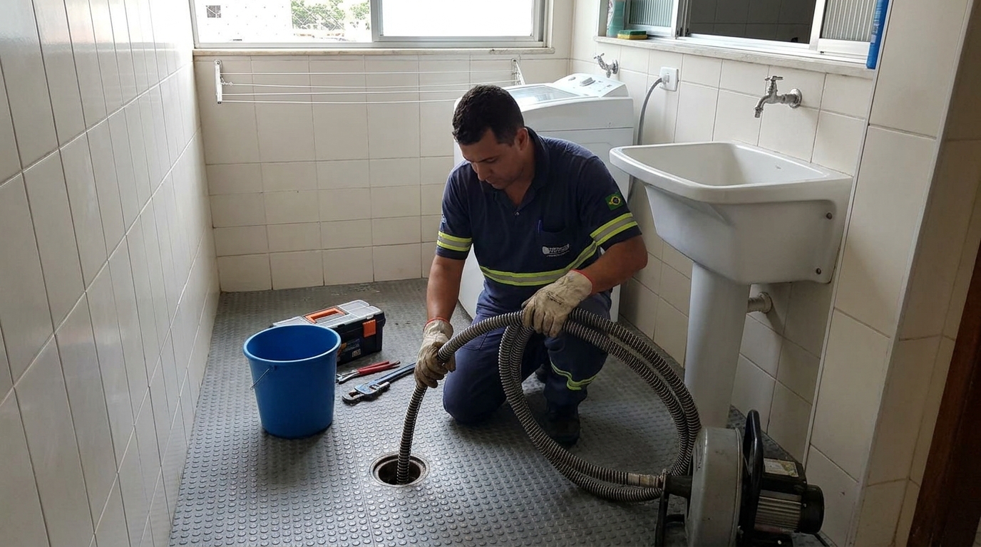 Desentupimento de ralo residencial em Cascavel‑PR