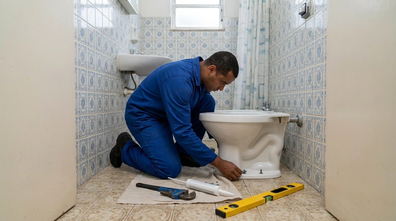Instalação de vaso sanitário residencial em Cascavel‑PR
